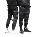 Men's Loose Cargo Pant, Fashion Adjustable Straps Tapered Trousers with Multi Pockets. 