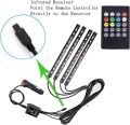 Car Interior Atmosphere Light 7 Color with Remote 12 LED On Each Strip 100% Orignal Same As Shown in Pictures , Car Interior Floor Decorative Atmosphere Light Remote Control RGB Light with Music Sensor. 