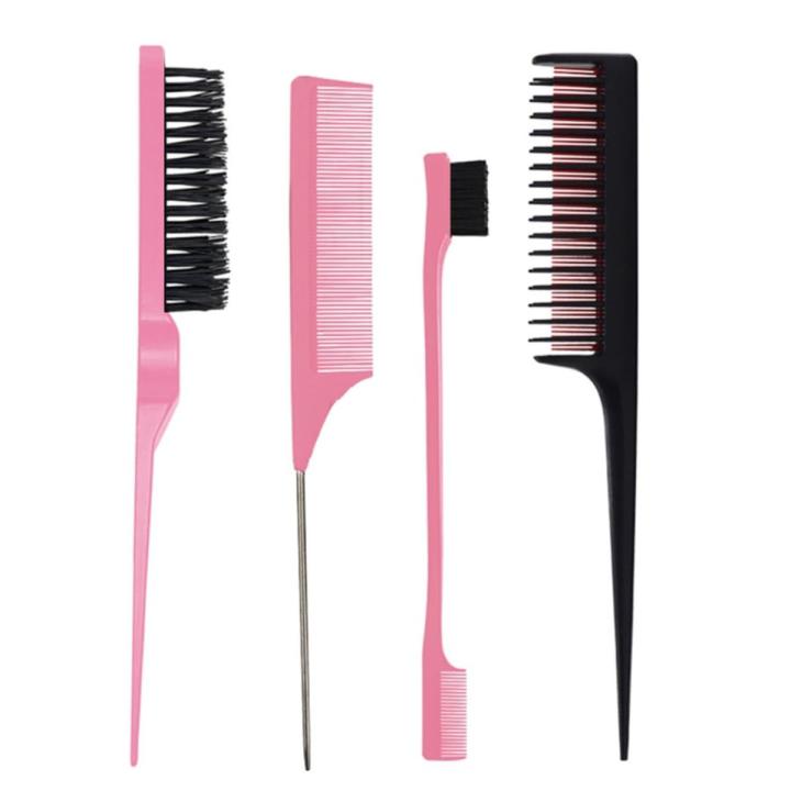 4Pcs Hair Styling Combs Set Teasing Hair Brush Rat Tail Comb For Women Back Combing Hairdressing Tool