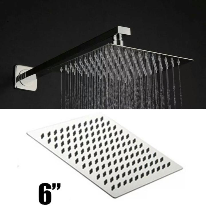 Head shower 6 Inch Square Stainless Steel Shower Head Rainfall Overhead Shower Chrome Ceiling Wall Top Sprayer Bathroom Accessories