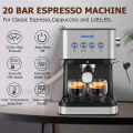 Coffee Machine 20 Bar Espresso Semi Automatic Expresso Cappuccino Hot Water Steam Temperature Display H5. 