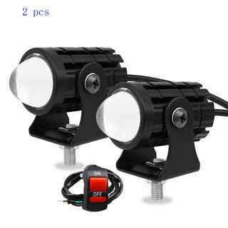 (2pcs) New Mini Fog Light  for All Motorcycle, Cars, Jeep(2pcs) (Free Button) Dual Function White-Yellow Lens Projectors Auxiliary Light 20w