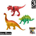 3 Pcs Set - Large Size 6 inch World Jurassic Park Dinosaur Toys - Wild Animal Figure Jungle Zoo Dinosaurs Toy Set For Kids Boys and Girls - 10cm / 4 Inch. 