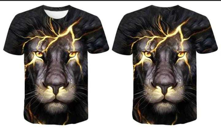 Men's 3D Printed Lion Shirt - All Over Animal Graphic T-Shirt | Custom Digital Print Clothing
