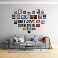 Love Wall Art with Photo Frames| Special Love Heart Photo Frames with Love Alphabet and Wall Clock|  Made By Wooden Sheet for Rooms And Offices. 