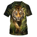 Lion Tiger T-shirt Men's Painting Photo 3D Printing Hip Hop Streetwear Loose Comfortable Fabric O-Neck Men's T-shirt. 