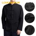 Men Long Sleeve Shirt Traditional Chinese Style Men's Mandarin Collar Shirt Long Sleeve Kung Fu Tai Chi Top with Pockets Authentic Tang Tops Uniform Tai Chi Shirt. 