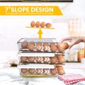 Fast Forward Rolling Egg Container for Refrigerator with Lid - Pack of 1 Stackable Plastic Egg Holder for Refrigerator - Terrazo Egg Tray for Refrigerator or Fridge Organizer. 