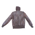Brown Leather Bomber Style Leather Jacket with Hoodie: Baseball Jacket For Men - Ultimate Style and Comfort. 