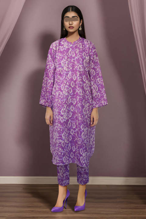 Saya Stitched Shirt and Trouser For Women and Girls - Fabric: Khaddar - Colour: Purple -Collection: SS23 Stitched Pret Collection (Aug) -Designcode: WP2P-496