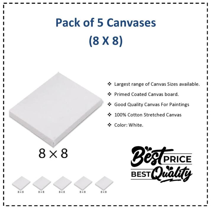 Pack of 5 Canvas Boards 8X8 for Painting and Art Work | Daraz.pk