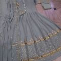 Stitched Chiffon Sequence Embroidery 3-Piece Maxi with Chiffon Dupatta. 