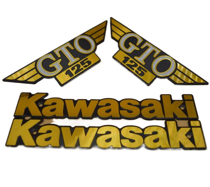 Kawasaki GTO 125 2 Stroke Down Model Front Tanki Tapa Monogram In Metal Made In Thailand (4pcs) in pack