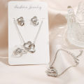 Stud Earrings Necklace Bracelet Ring Rhinestones Korean Style Simple Jewelry Set. 