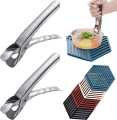 Cooking Pot Holder Silver High Quality Generic Hot Gripper Stainless Steel Durable Utensil Pot Holder - Perfect for Kitchen Grip Home Use Utensils Pots Bowls |Non Stick Steel Silver Holder Handling Protection. 