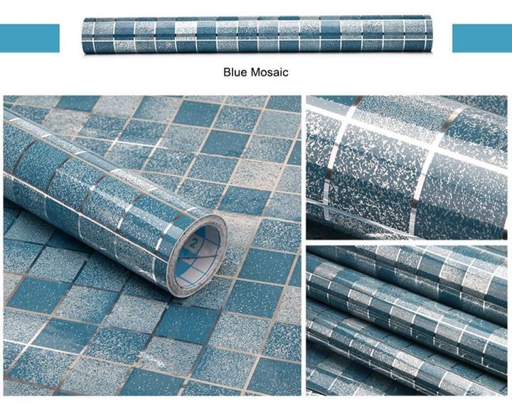 60x200cm Mosaic Wall Paper Waterproof Heat Resistant Self Adhesive Anti Oil Kitchen Wallpaper Marble Sheet for Kitchen