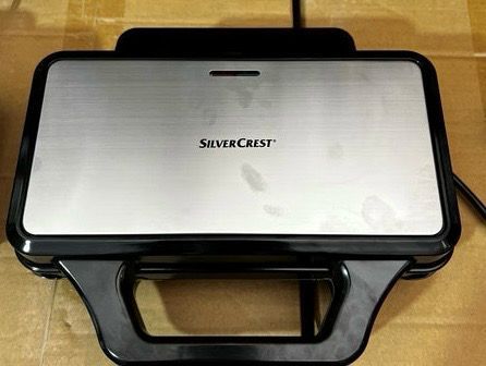 Silver Crest 3 IN 1 Sandwich Maker SC-819 / 900 WATTS Grill Maker 2 Slice | German Imported  Electric Stainless steel Body /Removable Non-Stick Plates, Grill Cheese, Food Grade , Cool Touch Handle, Suitable for Breakfast, Lunch, (SILVER )