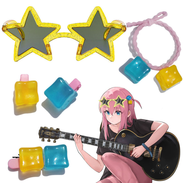 Anime BOCCHI THE ROCK! Gotoh Hitori Cosplay Yellow Star Glasses Pocky Sauce Glasses