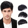 Men's Invisible Hair Topper - Short Straight Synthetic Fiber, Natural Look for Thinning & Balding Coverage, High-Temperature Resistant, Fit, Invisible Wig, Synthetic Fiber, Balding Coverage. 