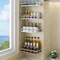 Kitchen Stainless Steel Spice Seasoning Rack Spices Rack Shelf Kitchen Storage Organizer Multi-Functional Storage Shelf. 