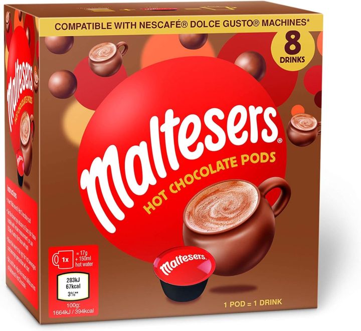 Chocolate | Maltesers Hot chocolate drinks pods | 8 capscule inside | original & Imported| 100g