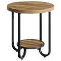 2-Tier End Table, Round Side Table Nightstand with Curved Metal Legs. 