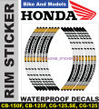 Wheel Stickers for HONDA CG125, CD70 Rim Reflector Tape Motorcycle Decals Graphics 17". 