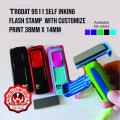 Trodat 9511 Self Inking Pocket Flash stamp printy with customize print 38mm x 14mm. 
