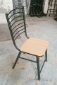 Black Color Coated Steel Chair with Wooden Seat - Durable. 
