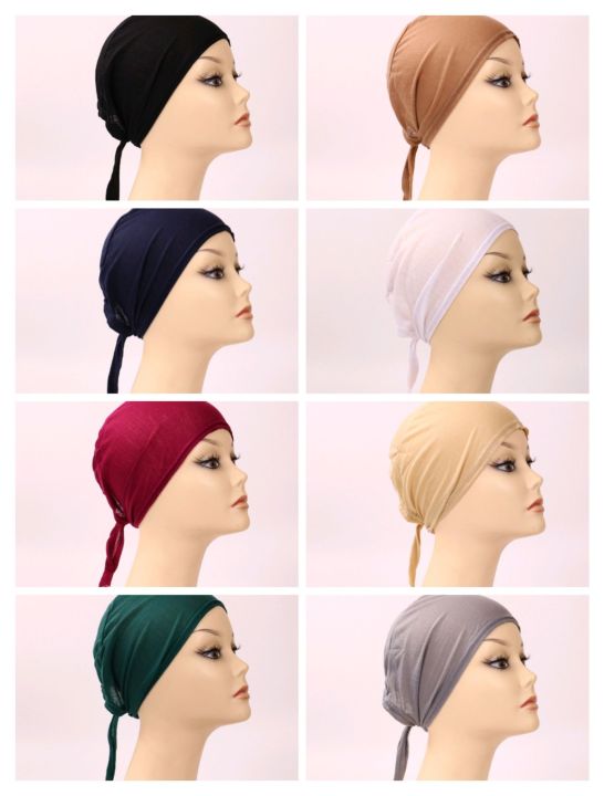 Pack of 6 Soft Comfortable Under Scarf Hijab Caps for Women Adjustable Hijab Caps with Tie-Back Closure Tube Stretchable Dreadlocks