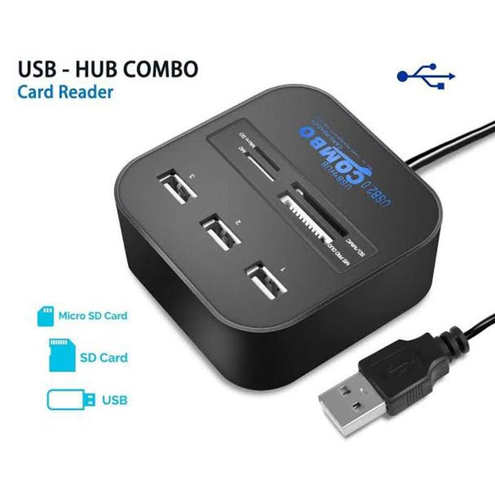 COMBO USB Hub 2.0 + Card Reader 480Mbps USB Combo Card Reader All In One Multi USB Splitter For MS,M2,SD/MMC,TF Portable For PC Laptop (Daraz Like New)