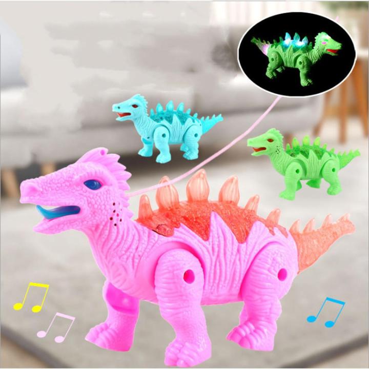 Children's electric leash dinosaur with light and music walking battery doll pull line cartoon cute baby toy