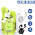 M04 Stereo Double and AIR31 Pod Wireless Bluetooth HandFree with Power Bank Stereo Earphones White bluetooth ear phone for all cell phones use. 