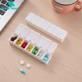 Green Home Compartment Storage Box Portable 7 Grids Daily Use Pill Box Tablets Box. 