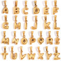 Handmade DIY Kids Jewelry Hollow 18K Gold Plated Old English Letter Pendant Necklace Stainless Steel Alphabet Initial Necklace. 