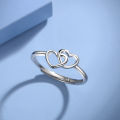 rings for girls S925 sterling silver heart-to-heart seal ring women's ins style simple fashion double heart Korean creative index finger ring. 