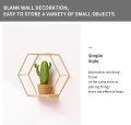 Wall Mounted Hexagonal Floating Shelves Set of 3 in Different Sizes, Modern Metal Wall Shelf, Simple Wood Partition Storage Shelves, Wall Decor Rack for Bedroom, Living Room, Kitchen and Office, Customized by Creative Decore. 