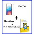 Vivo Y81 9D Full Glue Tempered Glass + Carbon Fiber Back Matte Skin - 2-in-1 Combo Deal. 
