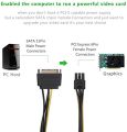SATA Power Cable 15 Pin To 6 Pin Hight Quality PCI EXPRESS PCI-E Sata Graphics Converter Adapter Video Card Power Cable. 