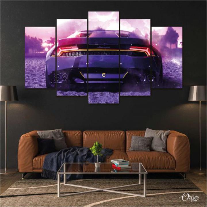 Stylish Painting Lamborghini Huracan Back View (5 Panels) | Car Wall Art
