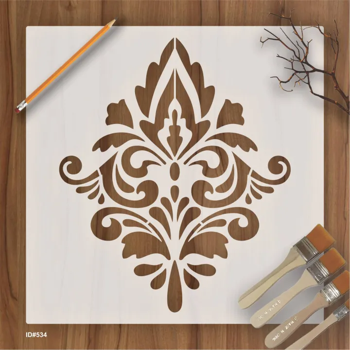 Elegant Damask Reusable Painting Stencil for Walls Wood Fabric Canvas ...