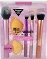 RealTechniques Everyday Essentials Makeup Brush Set with 6 Pieces for foundation, eyeshadow, brush, and concealer and 2 sponge blenders.. 
