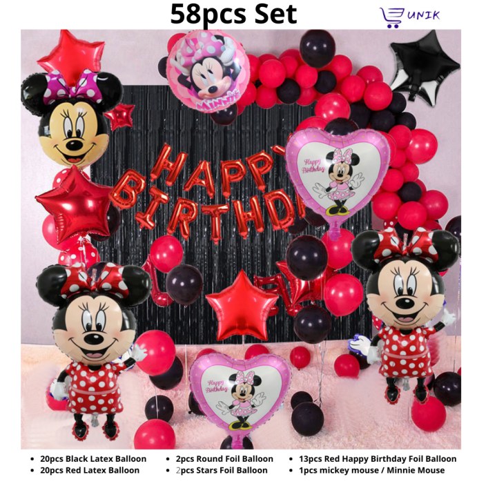 Mickey Mouse/Minnie Mouse  Happy Birthday Decoration Theme set happy birthday decoration set happy birthday balloons birthday decoration  birthday accessories birthday accessories for boys birthday accessories theme birthday decoration items