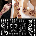 Reusable Henna Tattoo Stencil for Hand Moon Flower Mehndi Stencils Designs Painting Tattoo Template DIY Tattoo Supplies. 