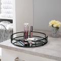 Home Details Modern Round Design Matte Black Mirrored Vanity Tray for Dresser, Perfume, Desk, Cosmetic & Jewelry Organizer,. 