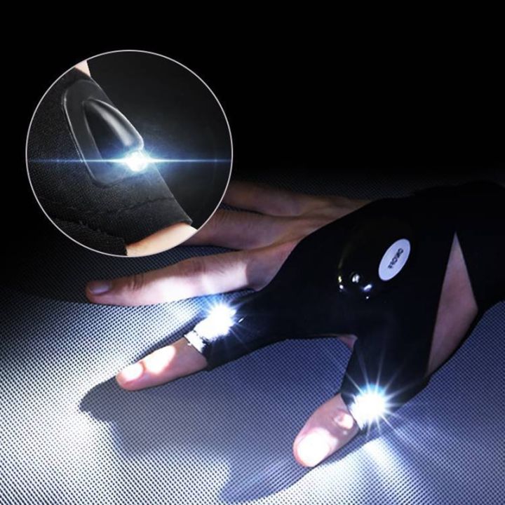 [HOT] Night Light Fishing Gloves Waterproof Led Fingerless Glove Camping Hiking Survival Rescue Multi Light Tool Outdoor Tool