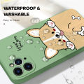 Hontinga for OPPO A5S A12 A7 A12S Back Cover Cute Cartoon Dog Pattern Case Soft Square Edge Liquid Silicone Phone Cases. 