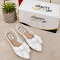 Gravity Footwear Women's Bow Pointed Toe Slingback Flats | Stylish Ladies Pumps | Comfortable Flat Shoes | Casual Party Wear Pumps | Soft Cushion Ladies Sandals | Fashion Footwear for Girls | Black, Beige & White. 