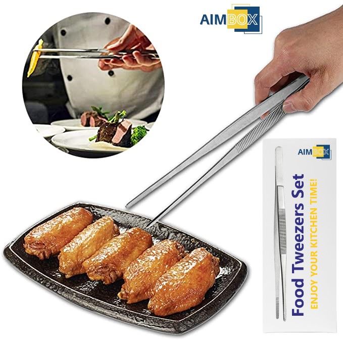 12''%20Cooking%20Tweezer%20Tongs,%202%20Pcs%20Stainless%20Steel%20Food%20Tweezers%20Set,%20Professional%20Kitchen%20Long%20Tweezers%20for%20Cooking,Sea%20food,BBQ,Multi-use%20-%20Image%203