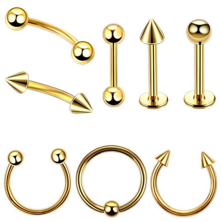 【beauty code】8Pcs/Set Stainless Steel Nose Ear Piercing Helix Piercing 5 Colors Body Jewelry